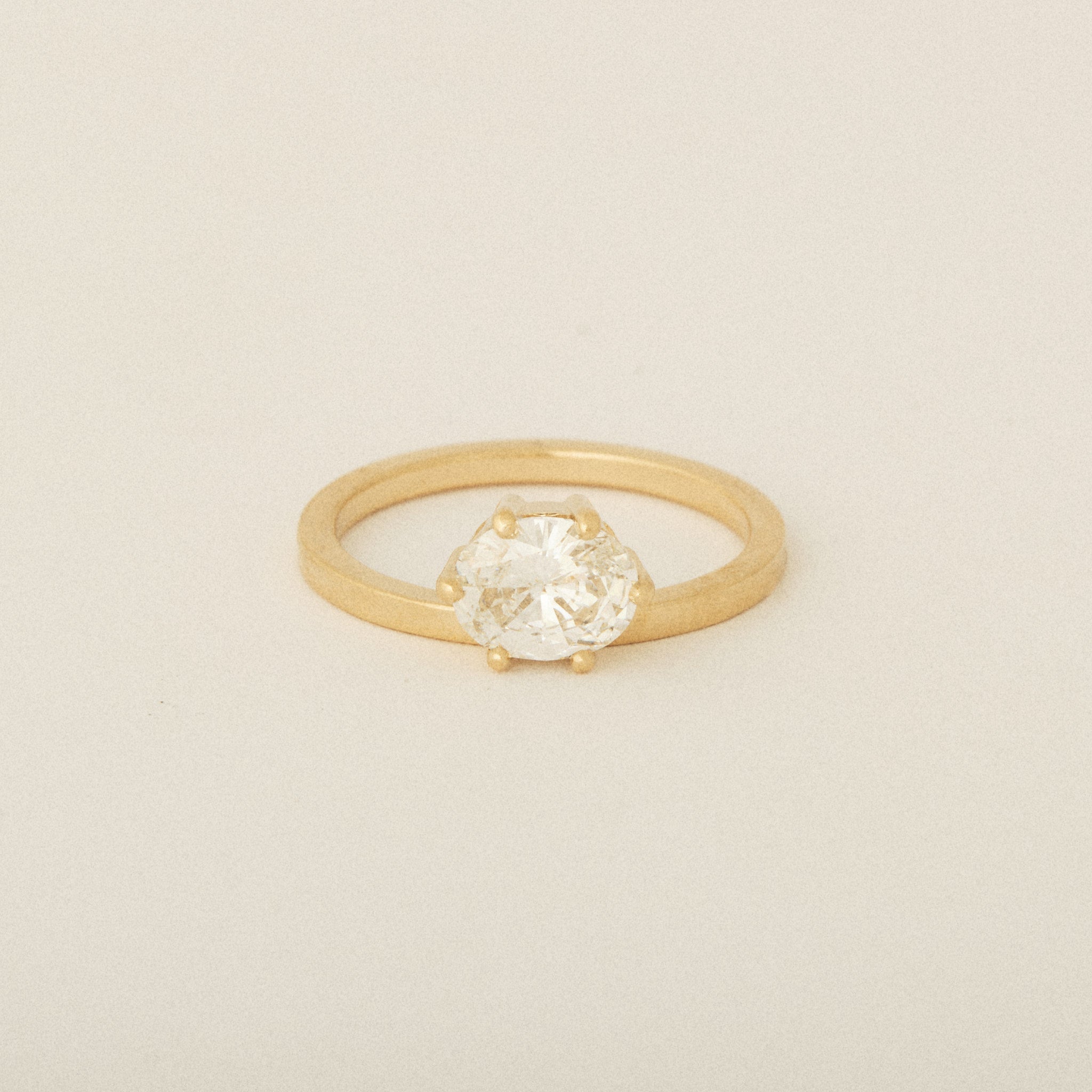 Prong Diamond Engagement Designed for Pairing with Flush Stacking Wedding Band