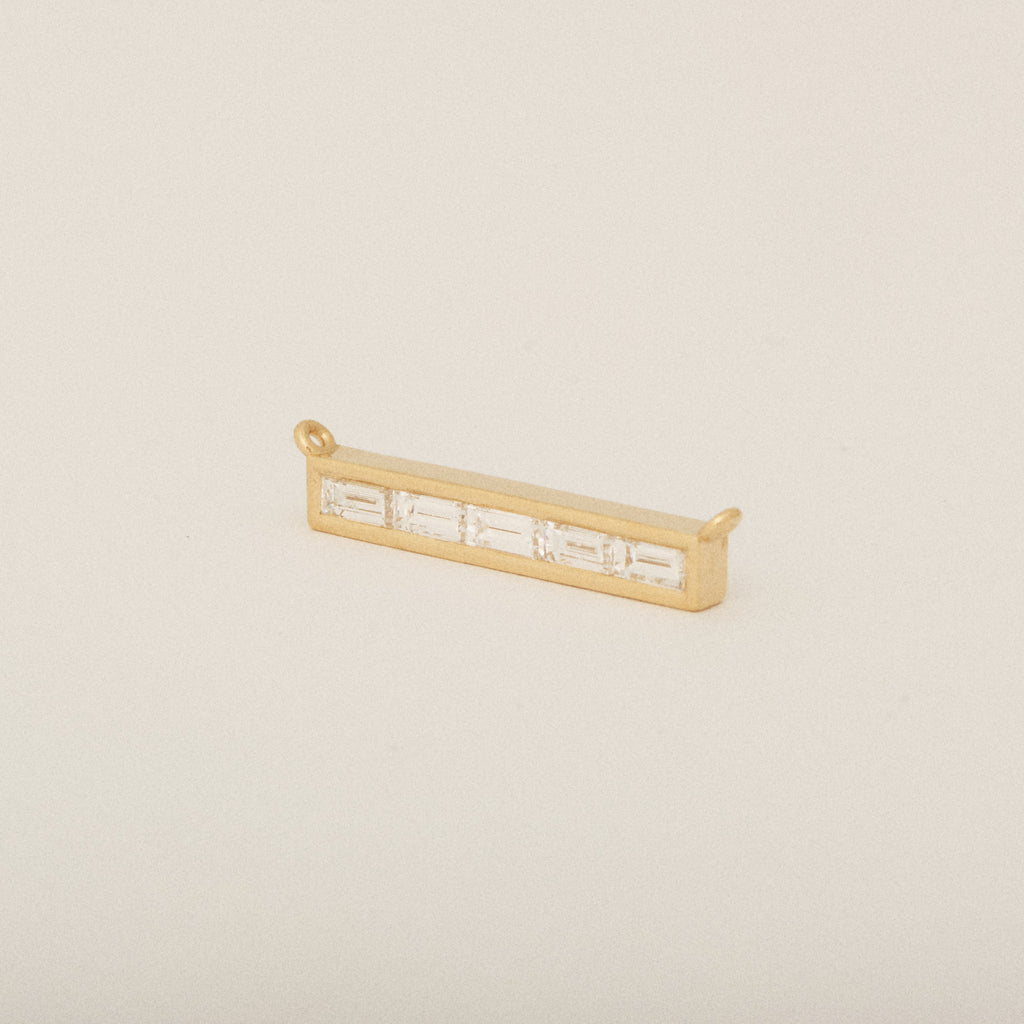 Six Baguette Diamond Custom Necklace Center