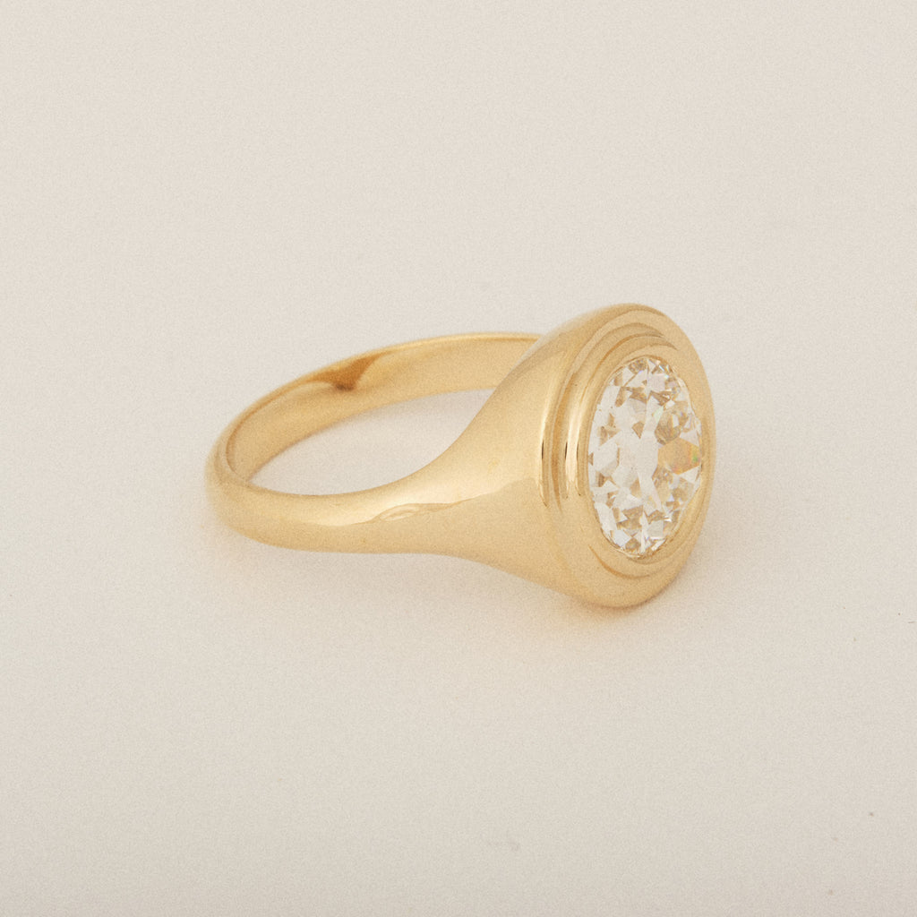 Old European Cut Diamond Step Bezel Set Engagement Ring