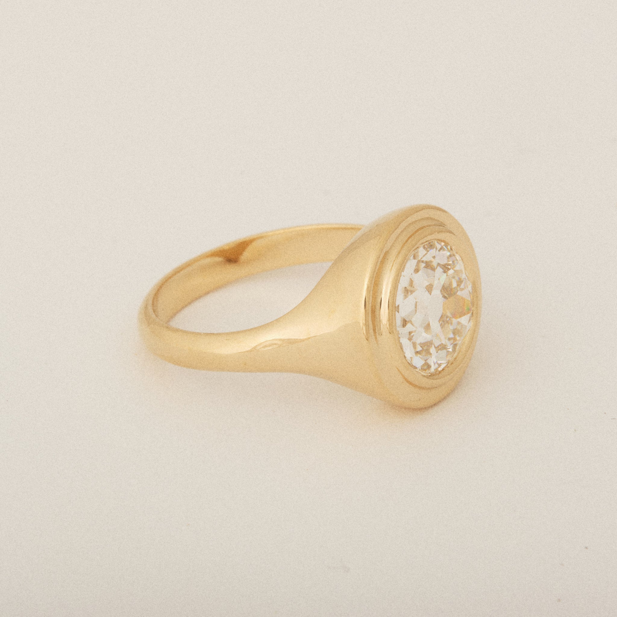 Old European Cut Diamond Step Bezel Set Engagement Ring