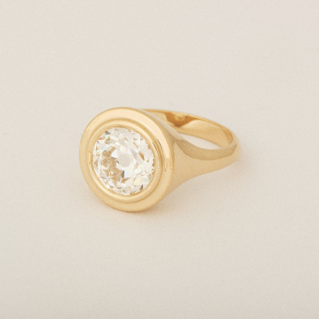Old European Cut Diamond Step Bezel Set Engagement Ring
