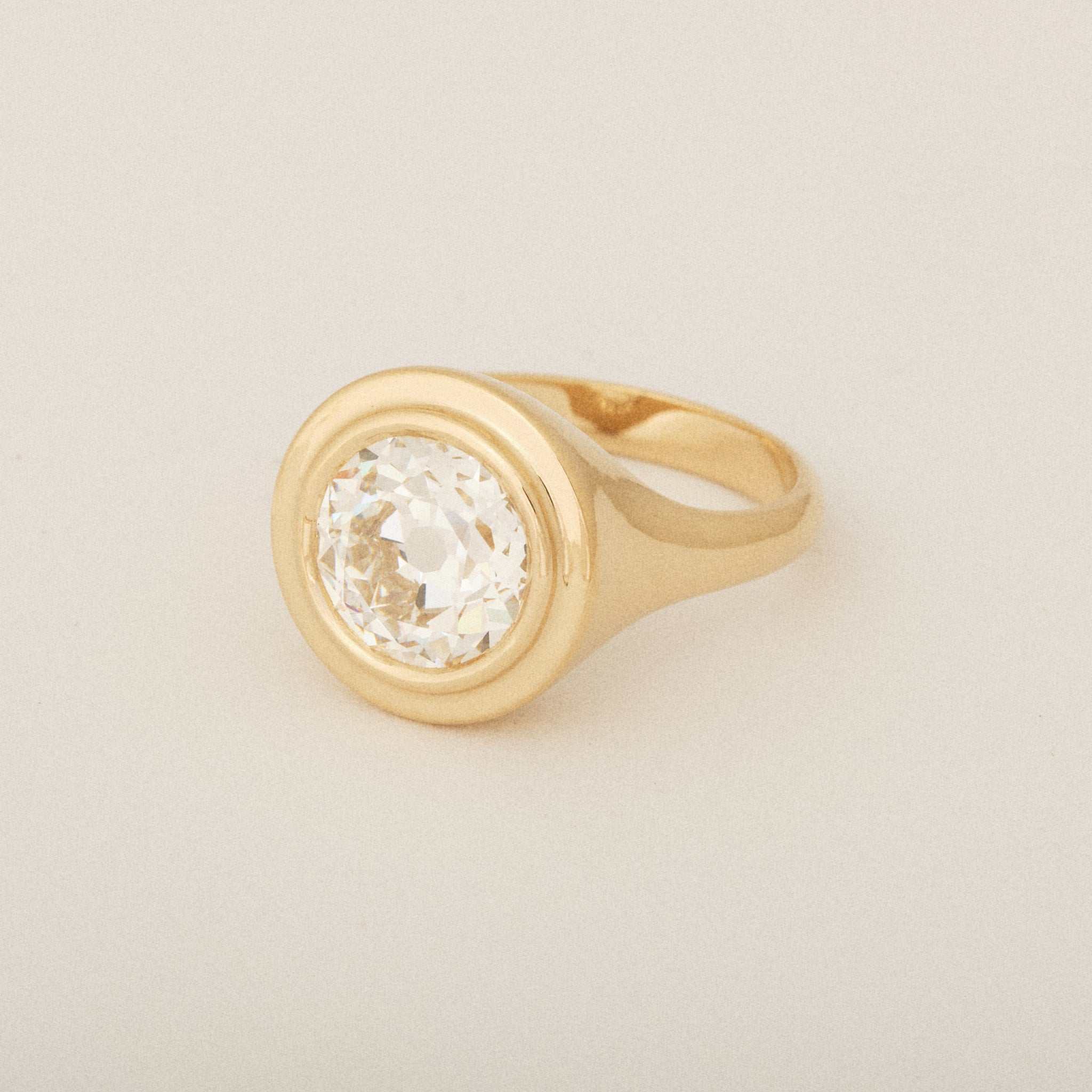 Old European Cut Diamond Step Bezel Set Engagement Ring