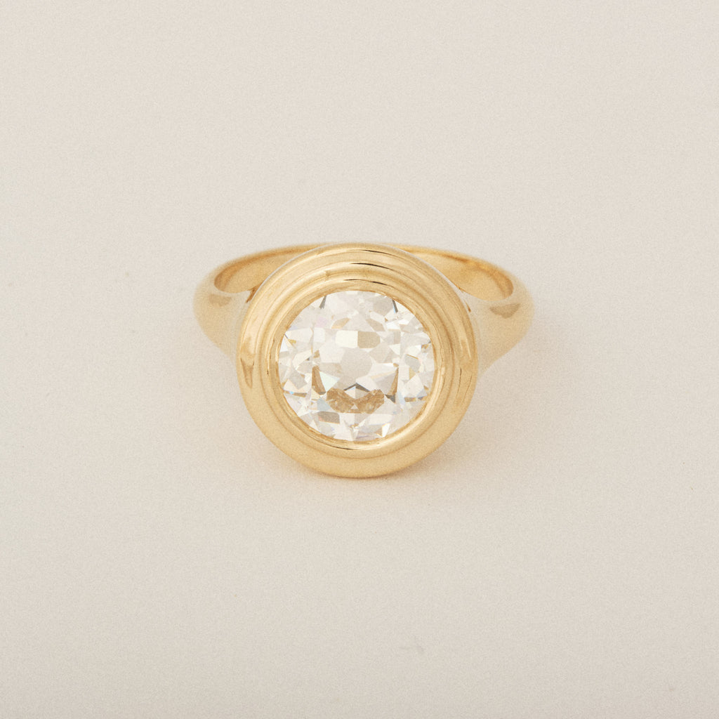 Old European Cut Diamond Step Bezel Set Engagement Ring
