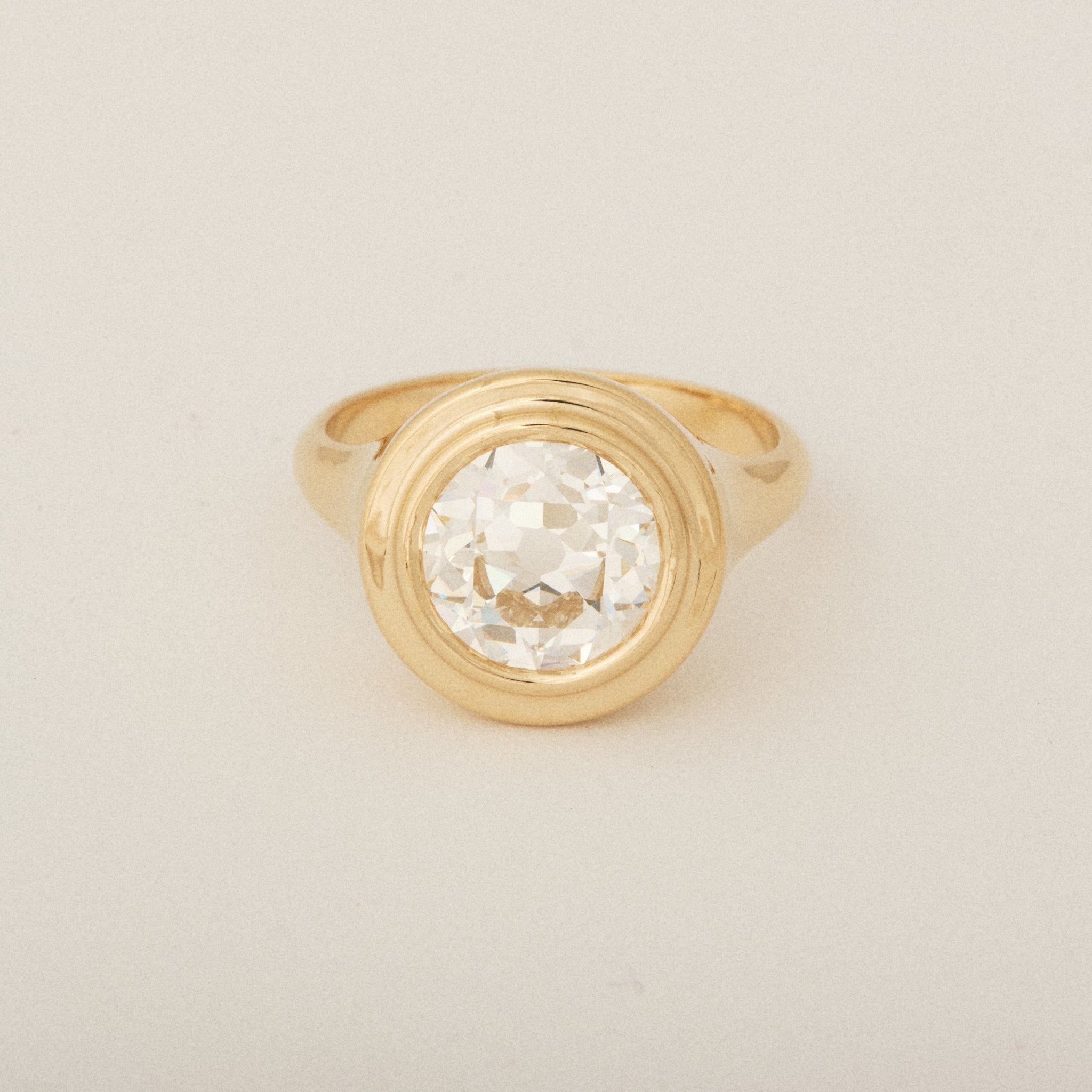 Old European Cut Diamond Step Bezel Set Engagement Ring
