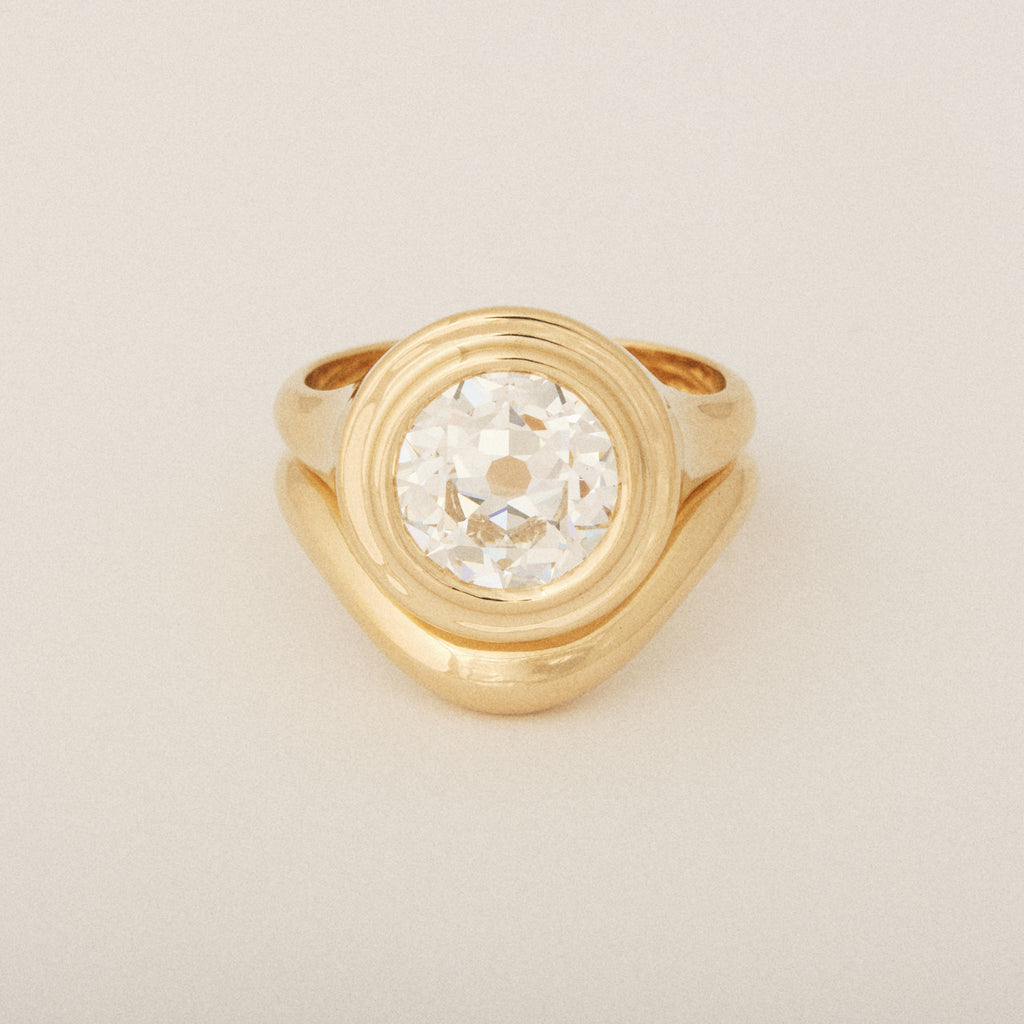 Old European Cut Diamond Step Bezel Set Engagement Ring