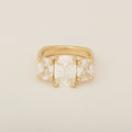 Elongated Old Mine Cut Three Diamond Engagement Ring with a Euro Shank