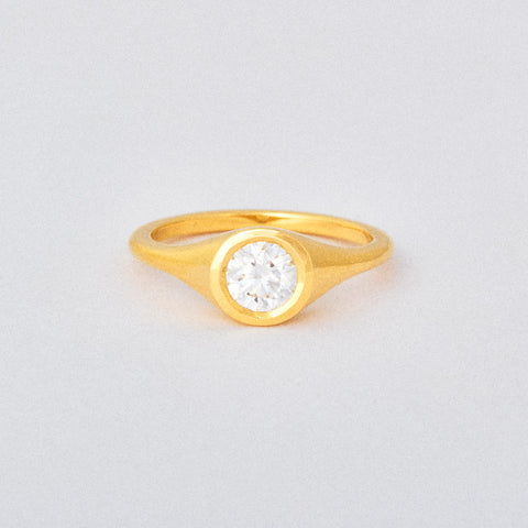 Round Diamond Mini Signet Engagement Ring 1/2 ct