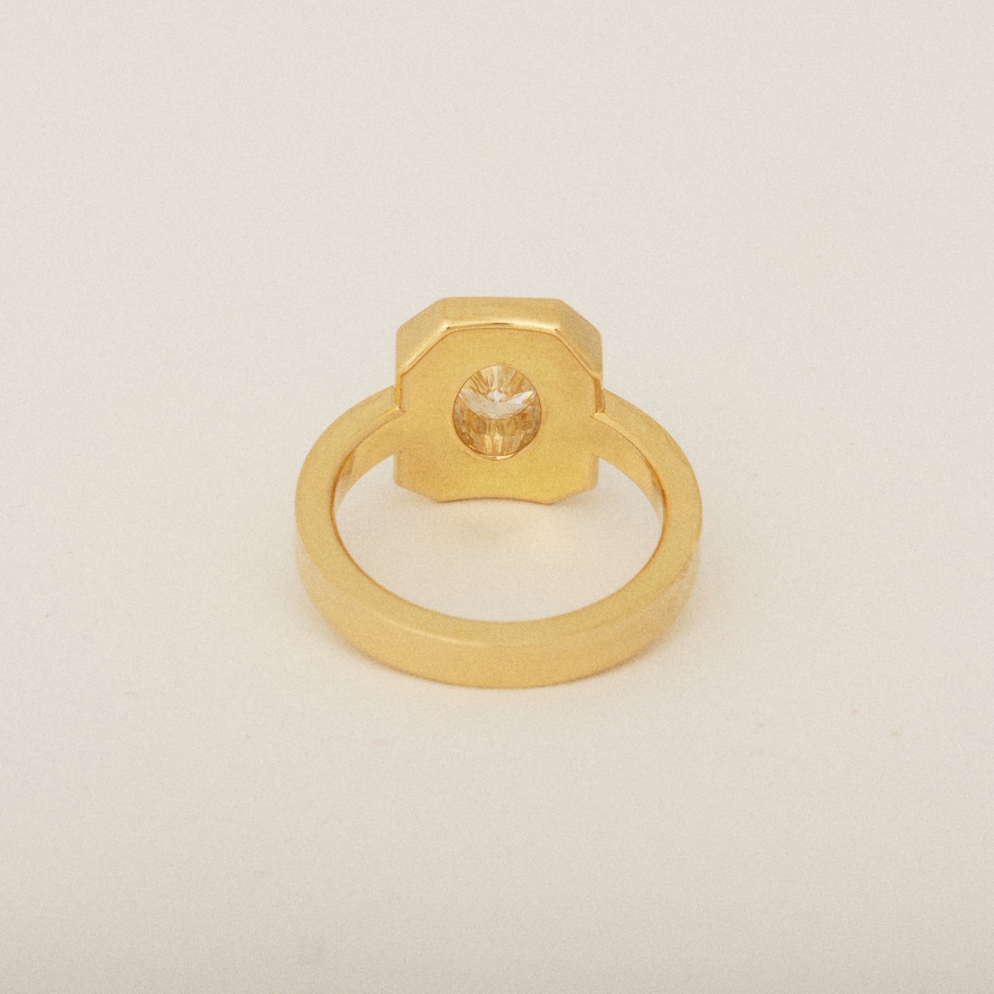 Heirloom Oval Diamond Rest in a Double Step 18k Yellow Engagement Ring