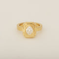 Heirloom Oval Diamond Rest in a Double Step 18k Yellow Engagement Ring