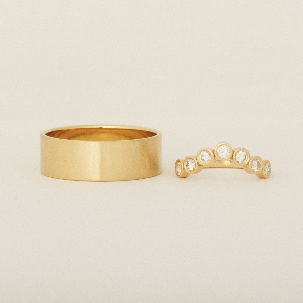 Custom Wedding Bands - Flat 8mm Yellow 14k Gold