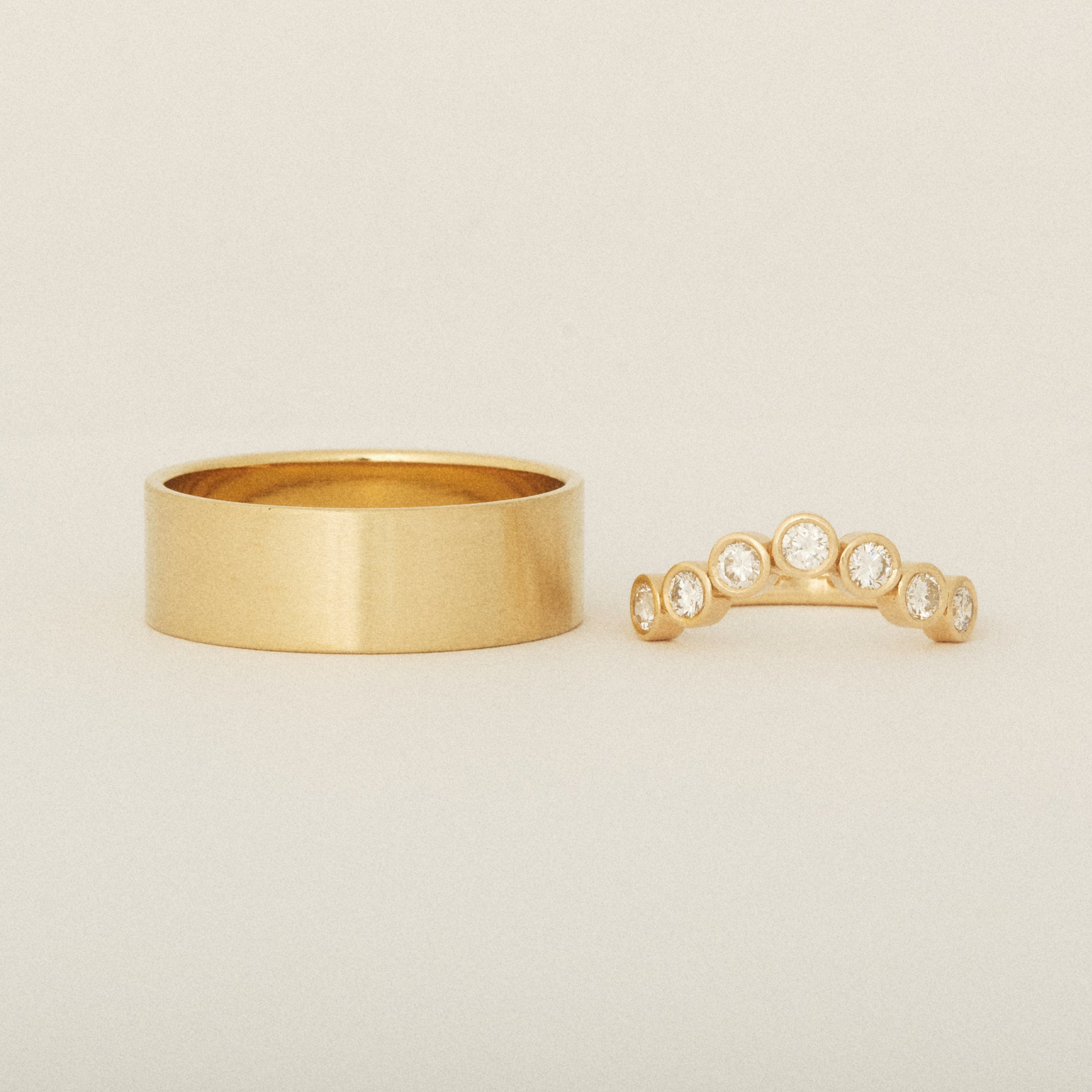 Custom Wedding Bands - Flat 8mm Yellow 14k Gold