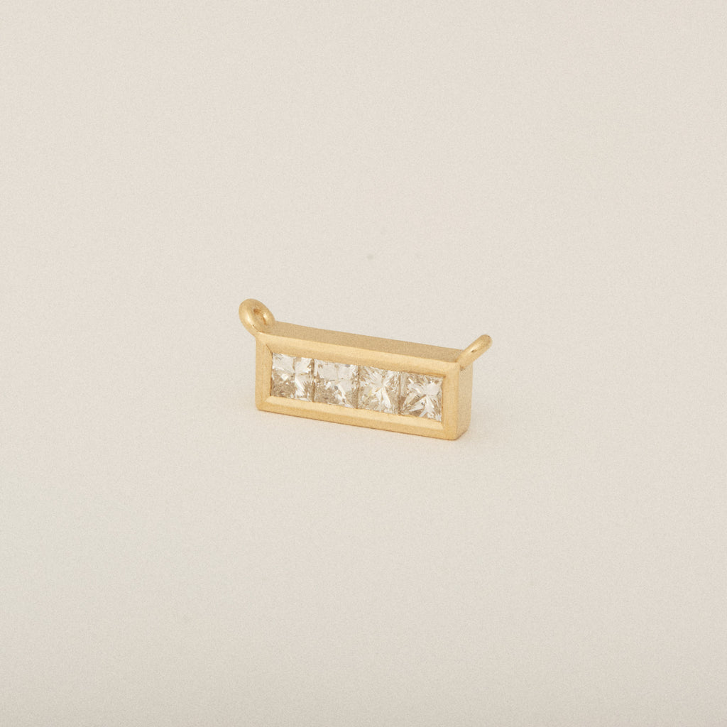 Four Princess Cut Heirloom Diamond Necklace Center