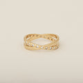 Heirloom Reset 14k Gold and Diamond Crossover X Ring