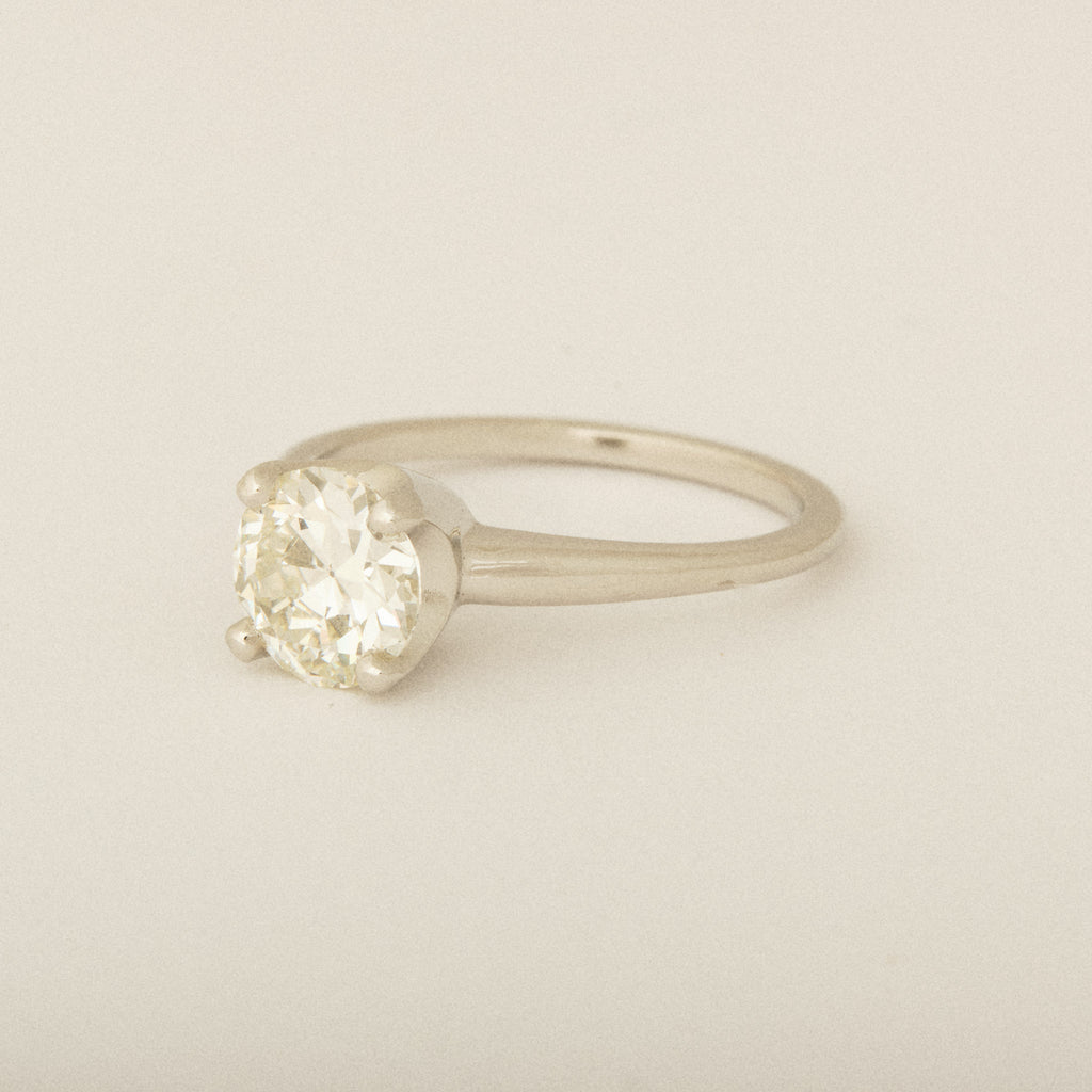 BEFORE & AFTER: Heirloom Round Diamond Four Prong U Setting Platinum Engagement Ring