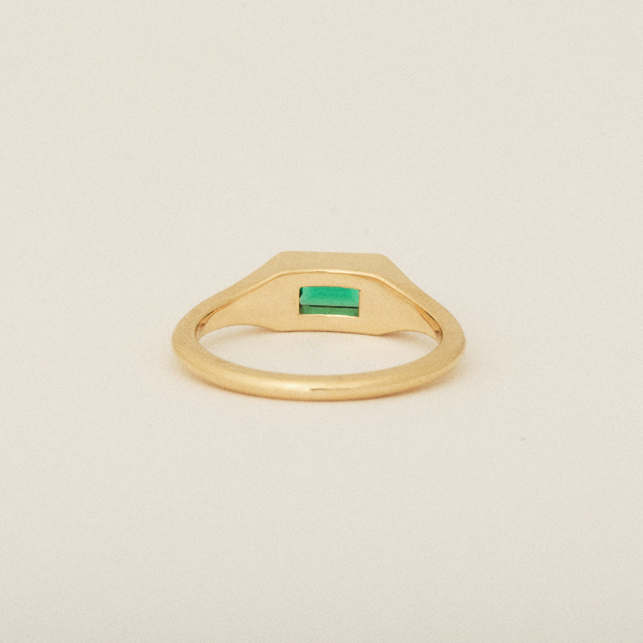 Emerald Baguette Solitaire Signet Ring