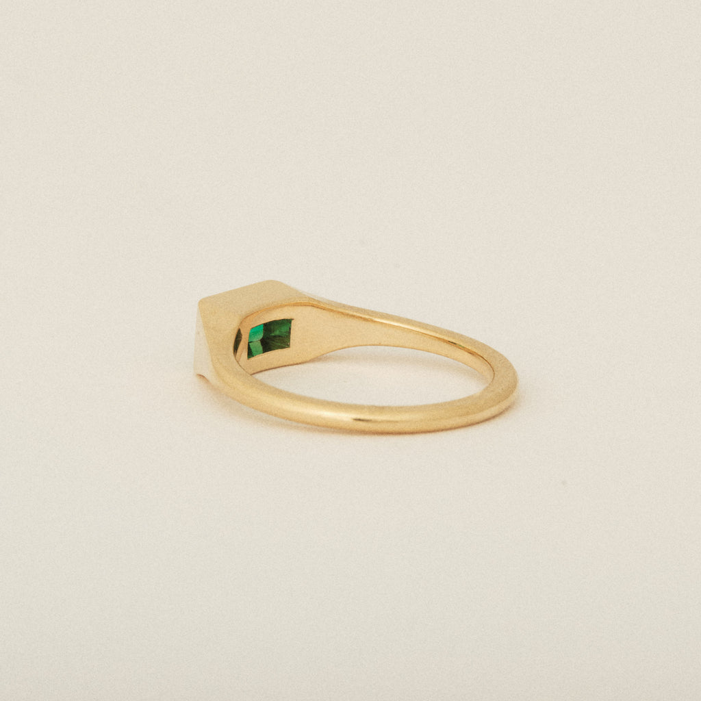 Emerald Baguette Solitaire Signet Ring