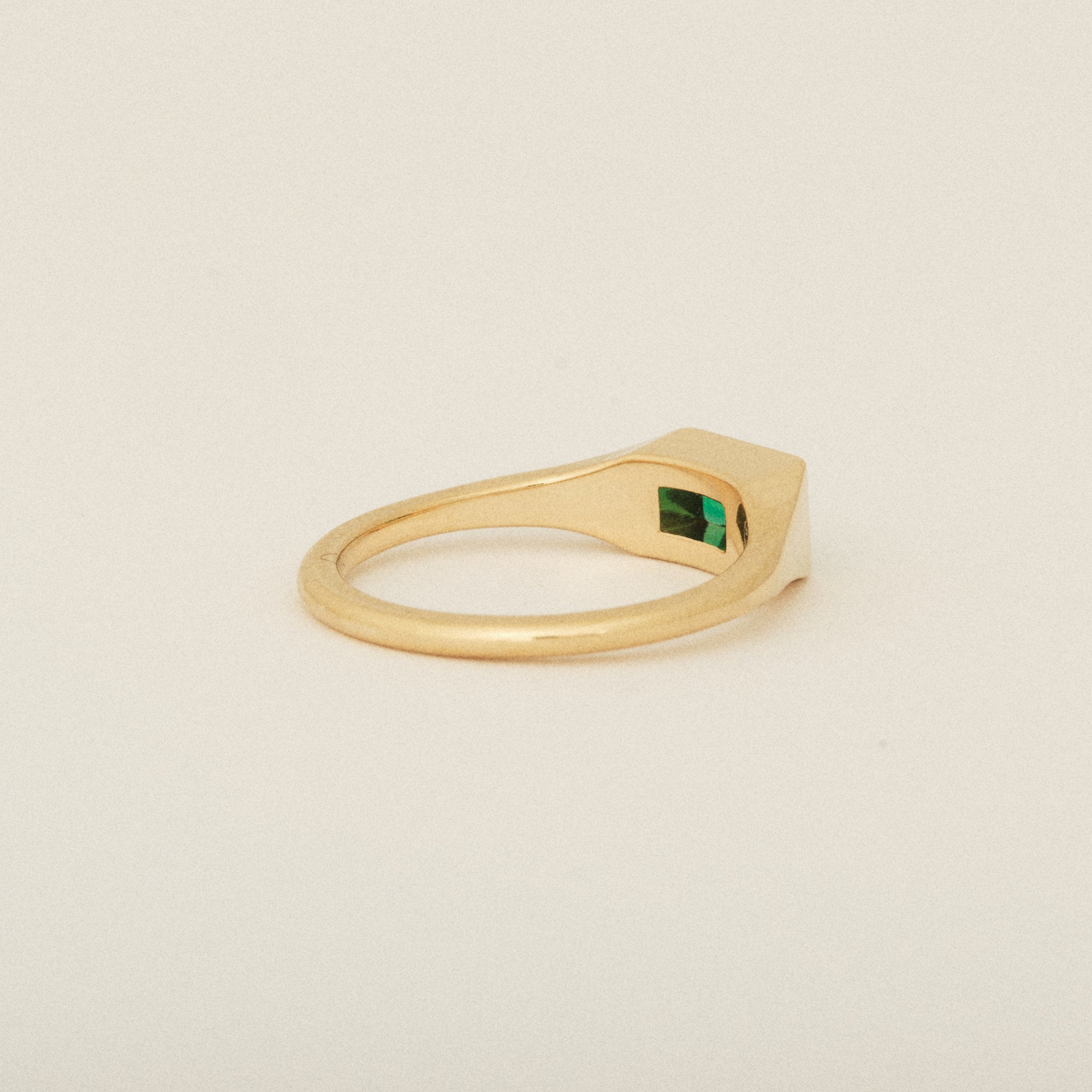 Emerald Baguette Solitaire Signet Ring