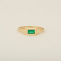 Emerald Baguette Solitaire Signet Ring