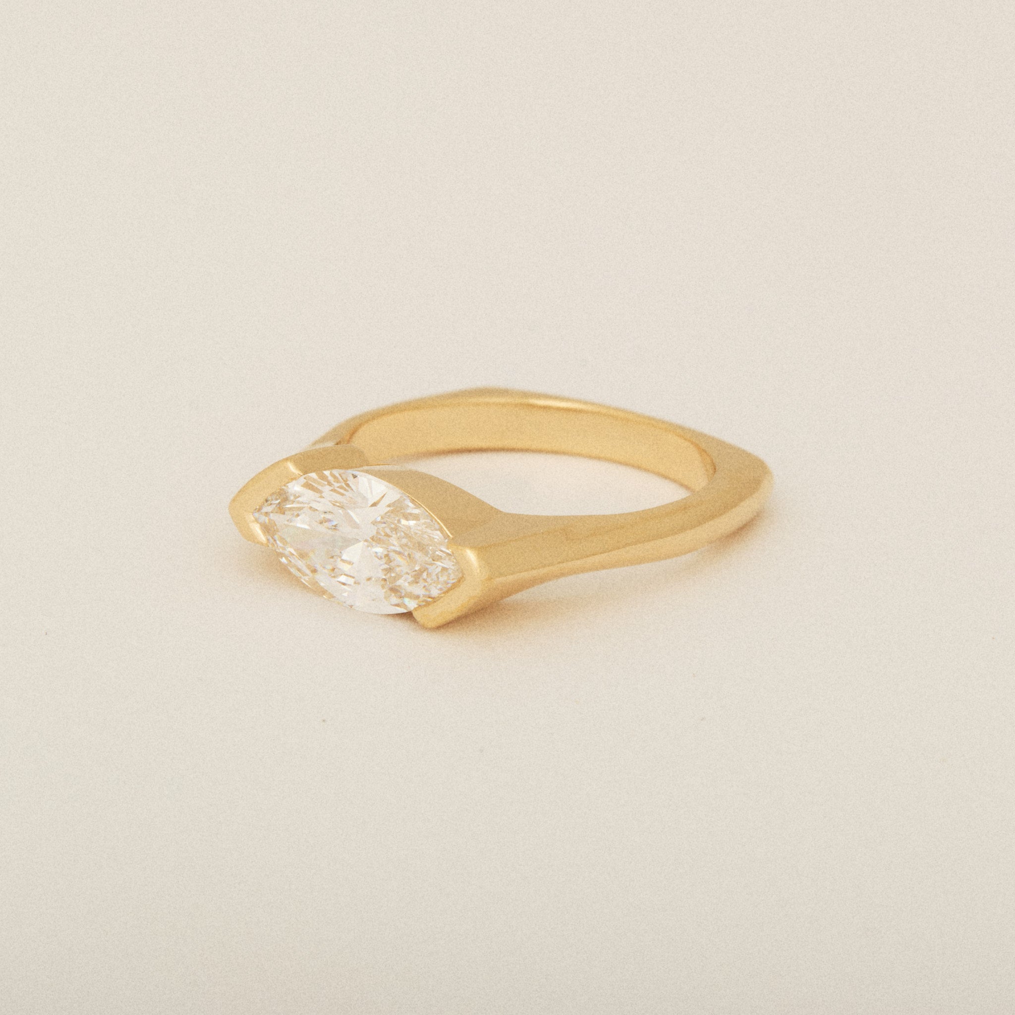 Marquis Diamond Half Bezel Set with Euro Shank Engagement Ring