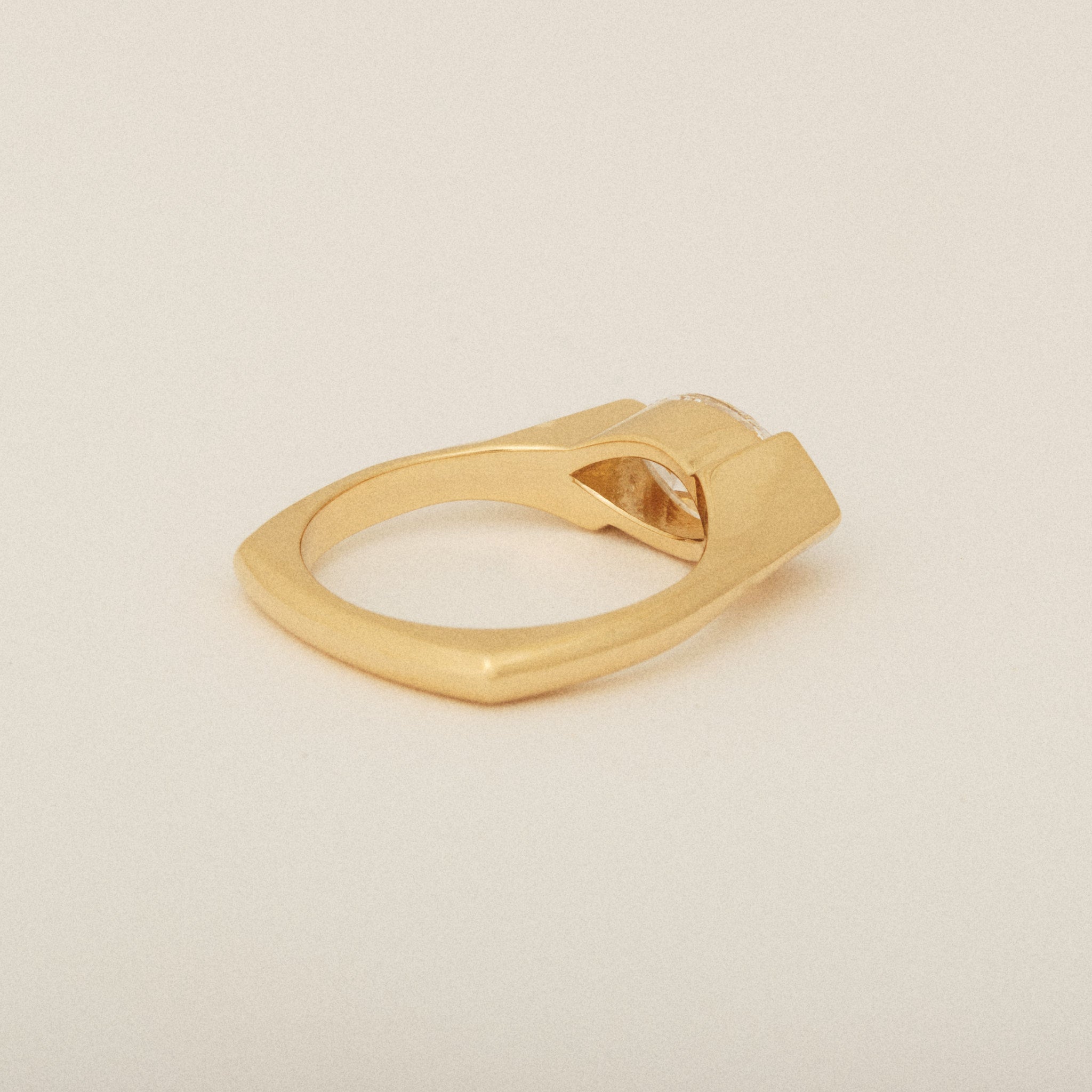 Marquis Diamond Half Bezel Set with Euro Shank Engagement Ring