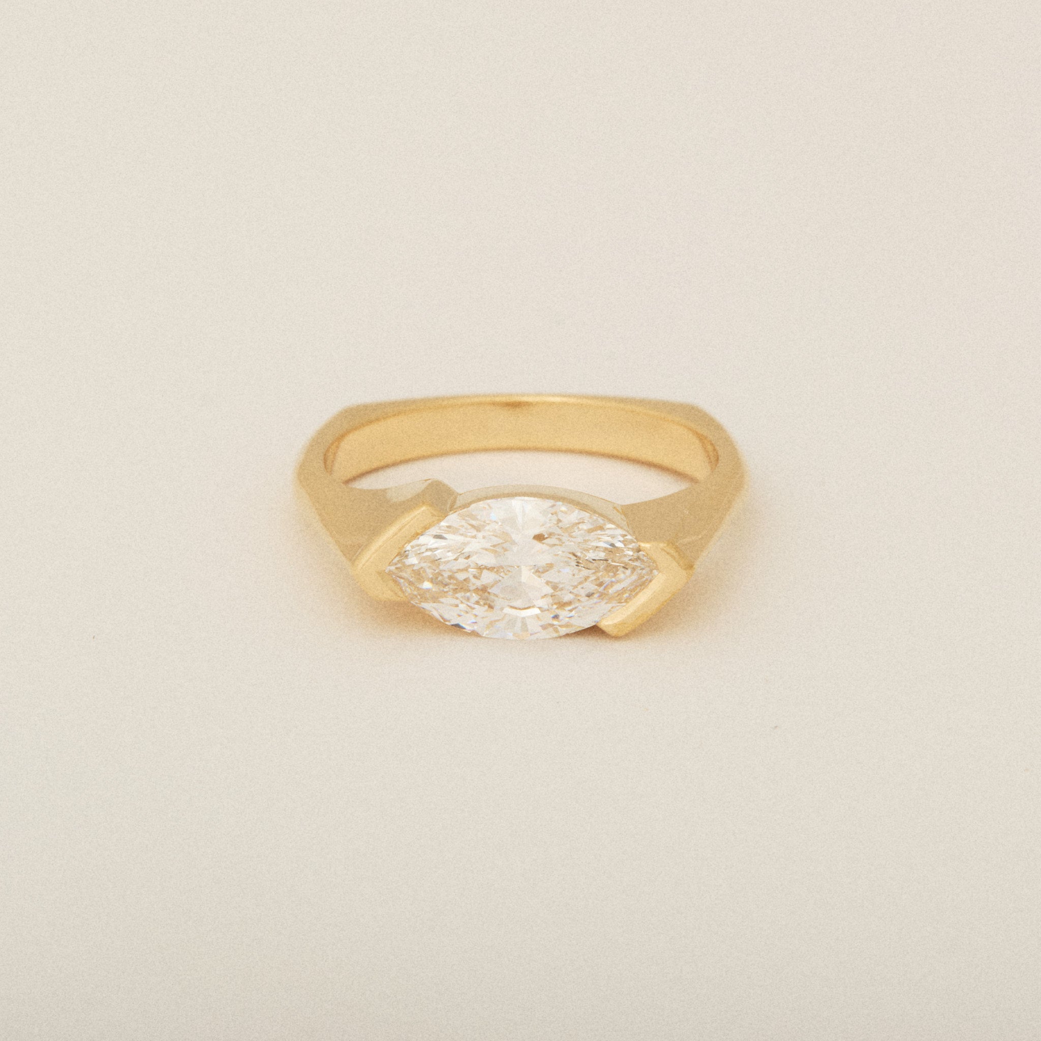 Marquis Diamond Half Bezel Set with Euro Shank Engagement Ring