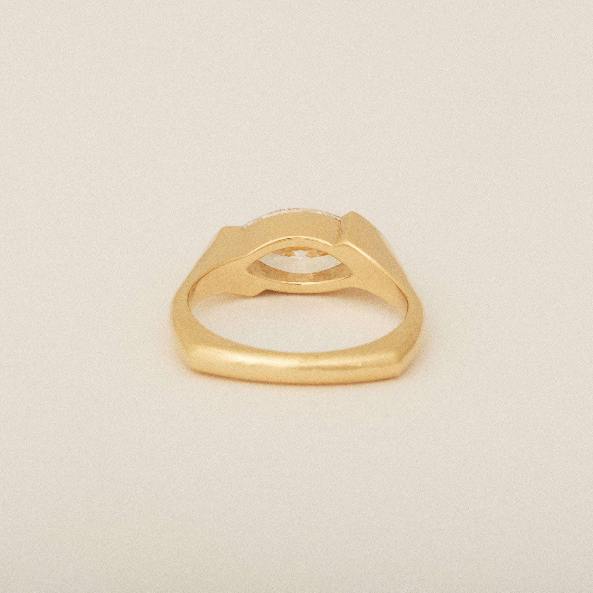 Marquis Diamond Half Bezel Set with Euro Shank Engagement Ring