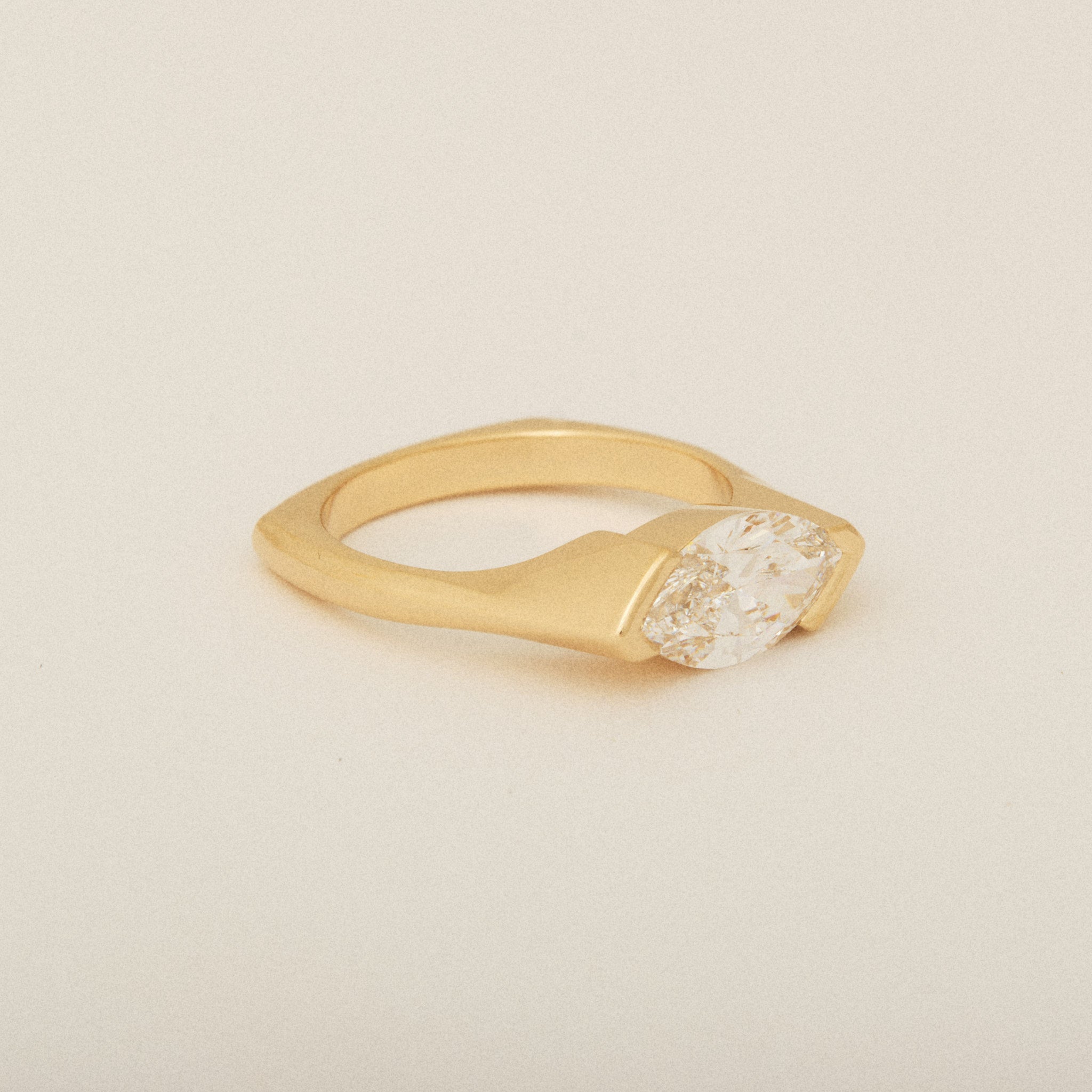 Marquis Diamond Half Bezel Set with Euro Shank Engagement Ring