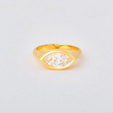 Marquis Diamond Signet Engagement Ring