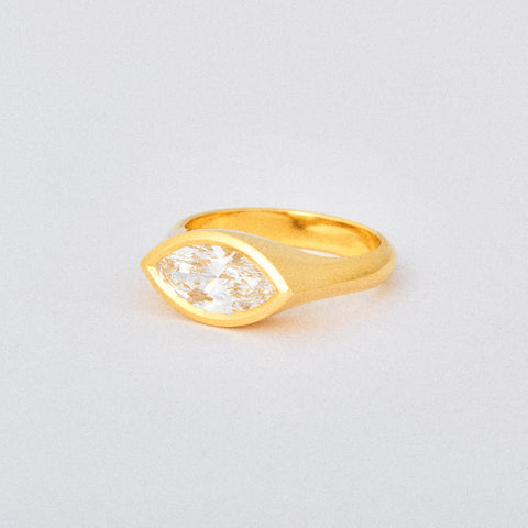 Marquis Diamond Signet Engagement Ring