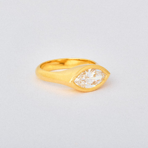 Marquis Diamond Signet Engagement Ring