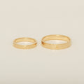 Hammered Flat 14k Yellow Gold Wedding Band Set