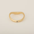 Smushed Nesting with Blue Sapphire Flush Set Exterior 14k Yellow Gold Wedding Band
