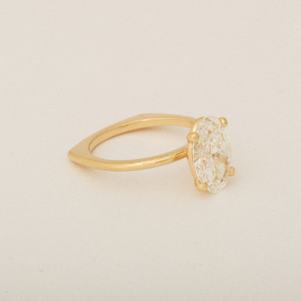 North South Oval Diamond Custom Prong Euro Shank Engagement Ring