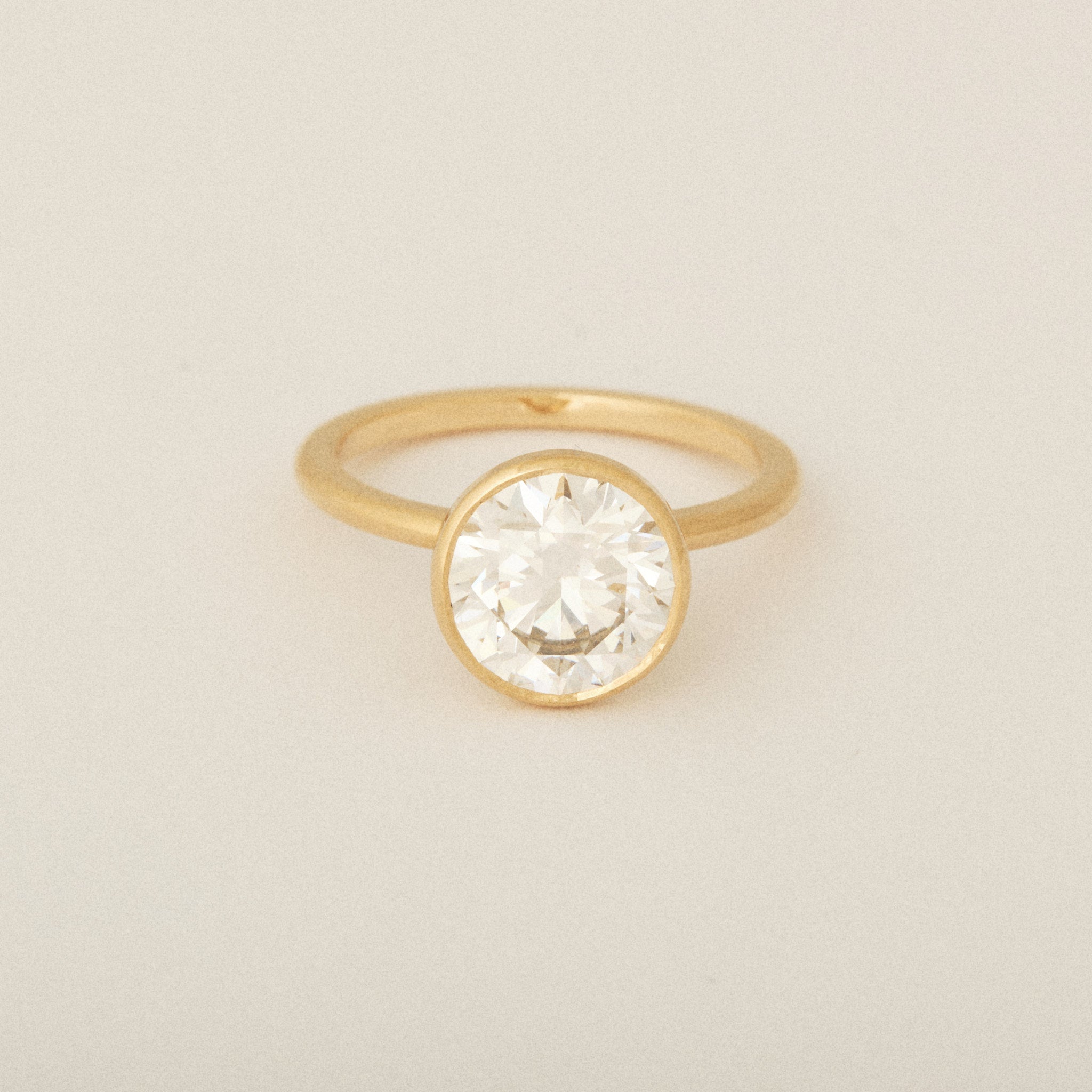Thin Bezel Set Round Diamond Perfectly Flush Engagement Ring