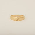 Tapered Dome A Letter Ring in 14k Yellow Gold