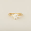 Diamond Flower Petal Prong Setting 14k Yellow Gold Engagement Ring