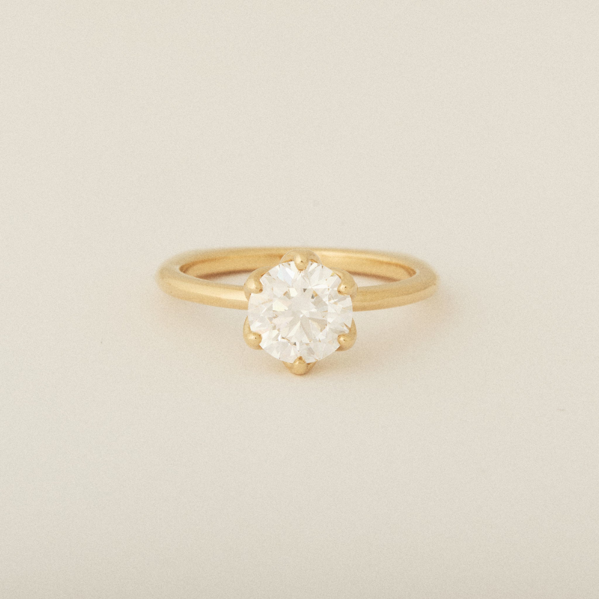 Diamond Flower Petal Prong Setting 14k Yellow Gold Engagement Ring