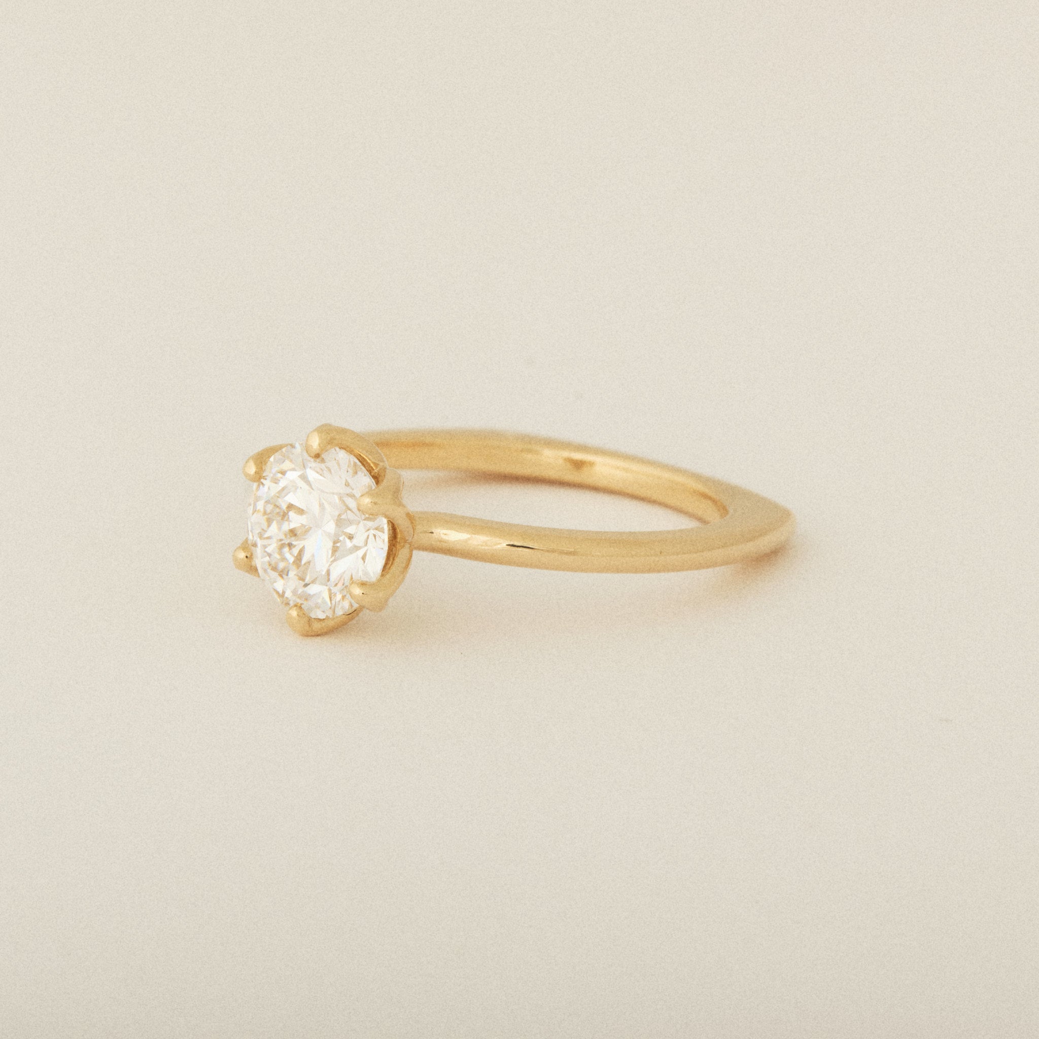 Diamond Flower Petal Prong Setting 14k Yellow Gold Engagement Ring