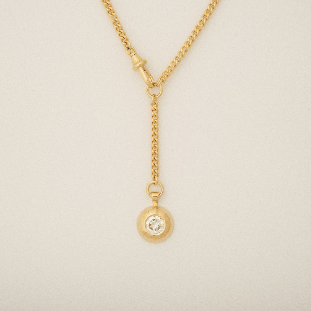 Stunning Round Heirloom Diamond Bezel Set Swivel and Lariat Necklace