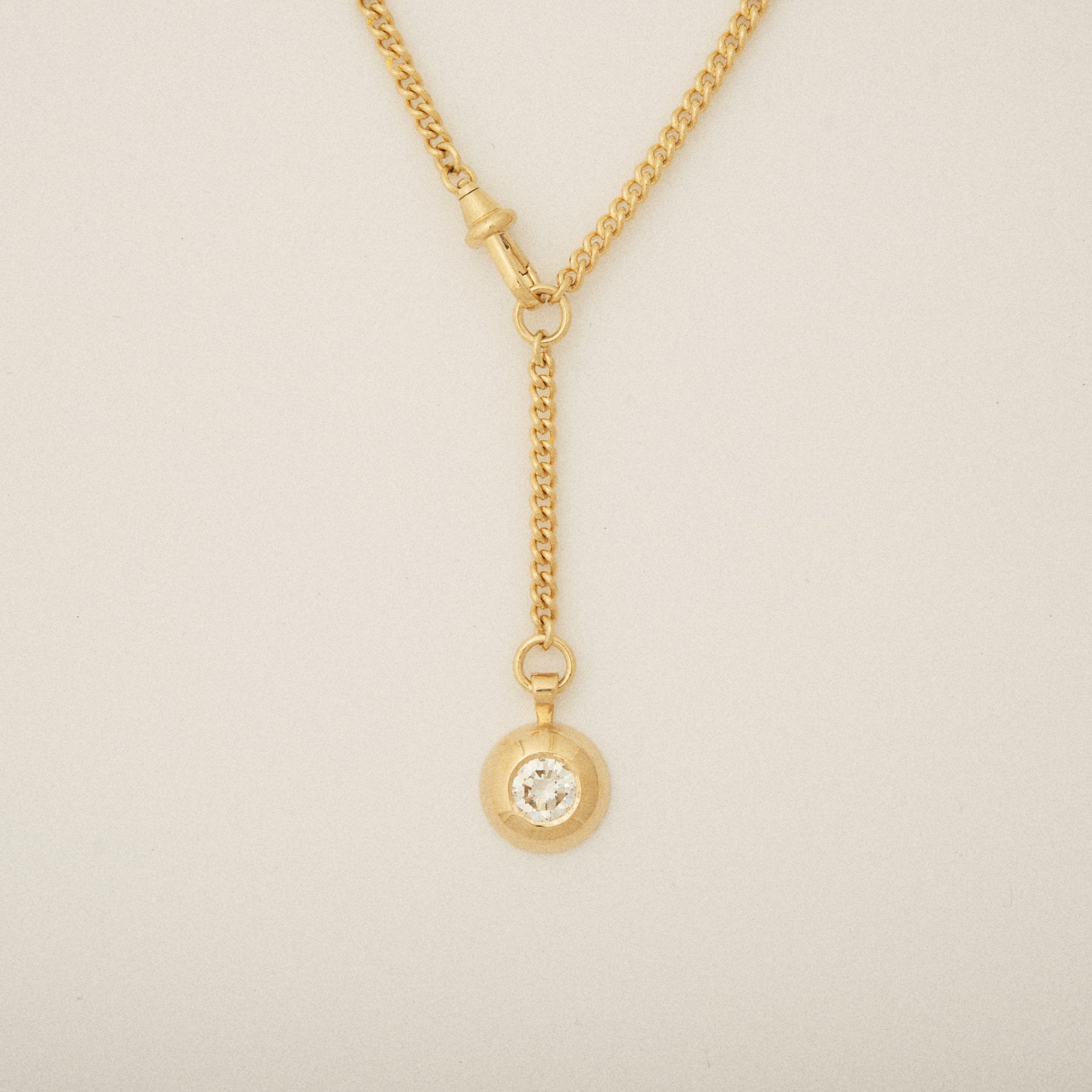 Stunning Round Heirloom Diamond Bezel Set Swivel and Lariat Necklace
