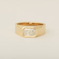 Radiant Emerald Cut Diamond Signet Setting 14k Yellow Gold Engagement Ring