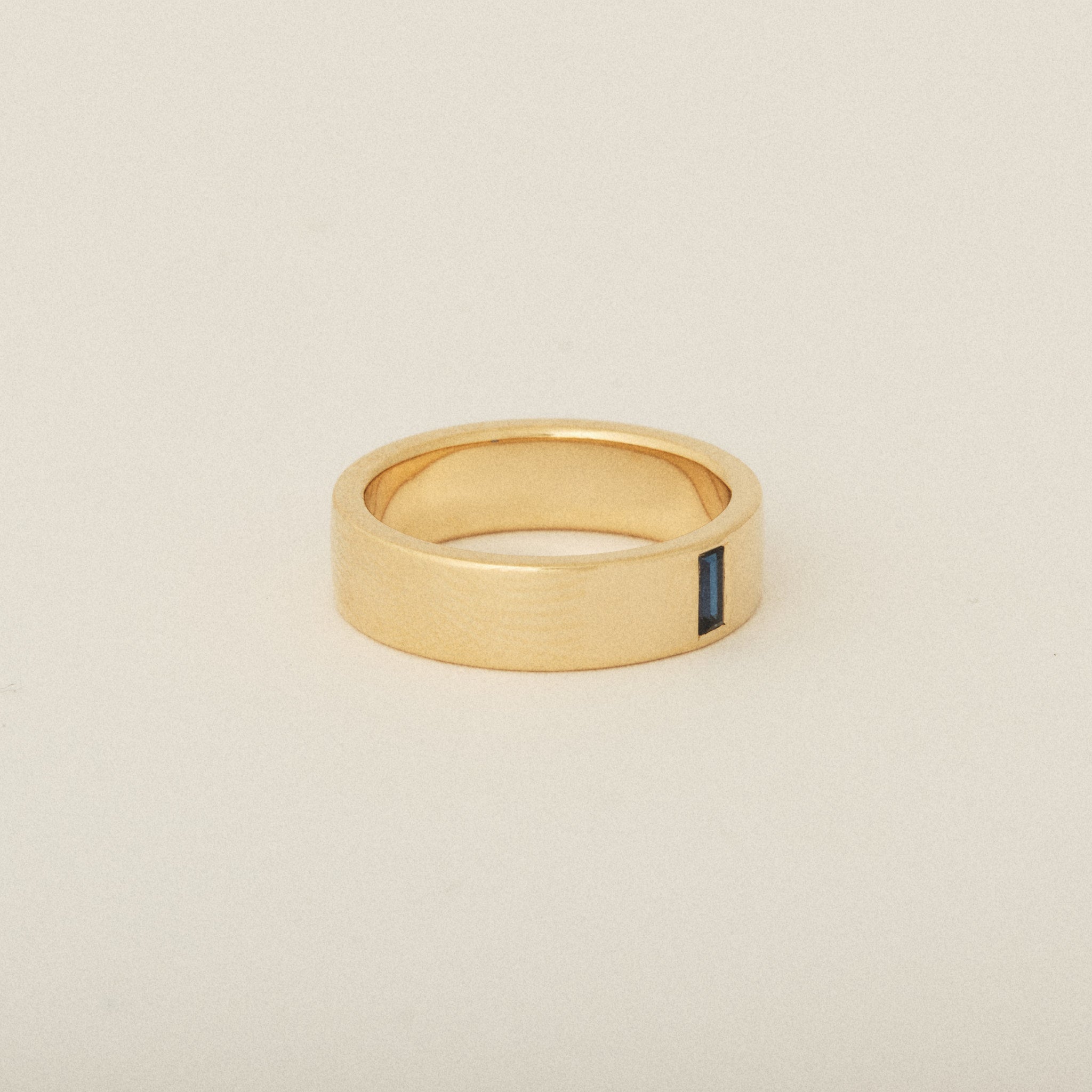 North South Blue Sapphire Baguette 14k Yellow Gold Engagement Band