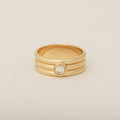 Three Round Bands Center Diamond Stone Engagement Ring