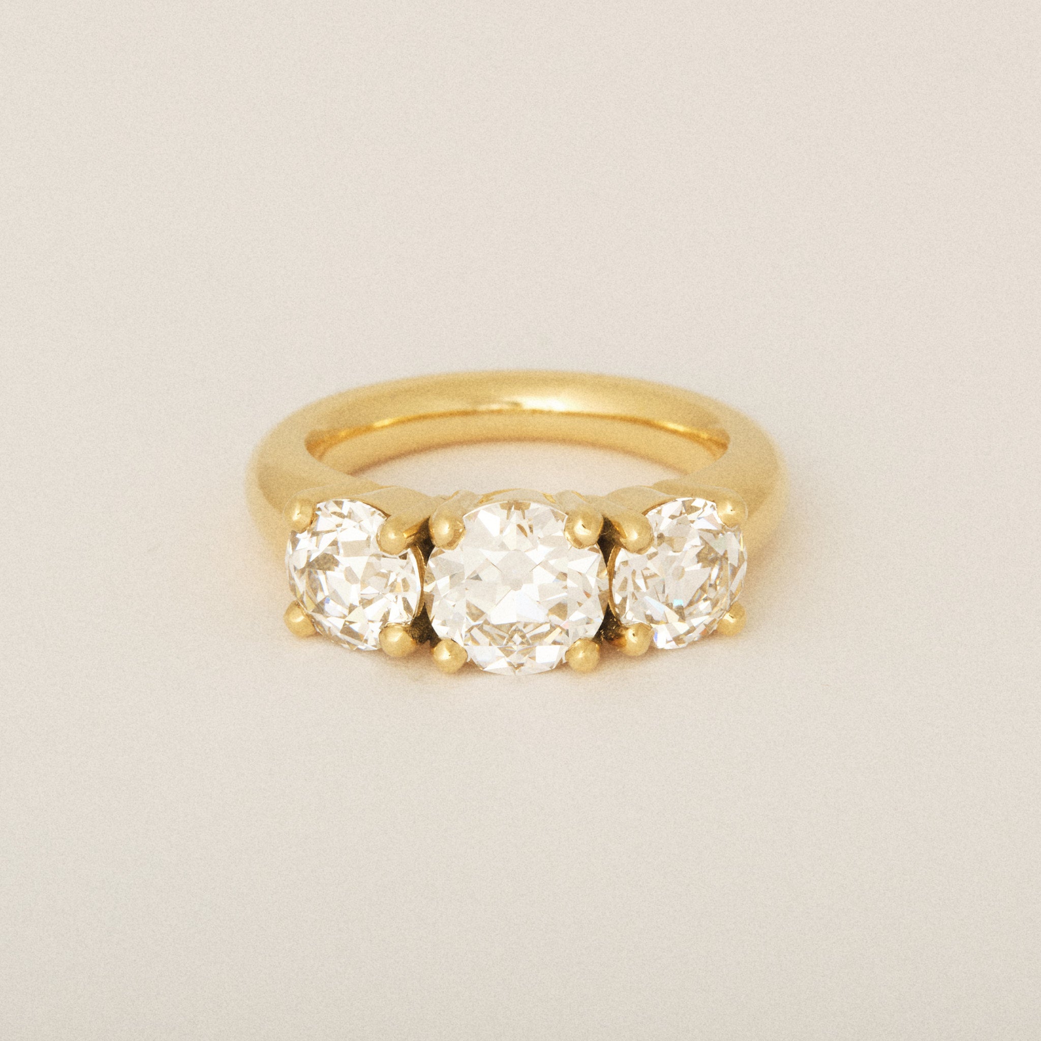 Three Round Brilliant Cut Diamond Engagement Ring Round Band