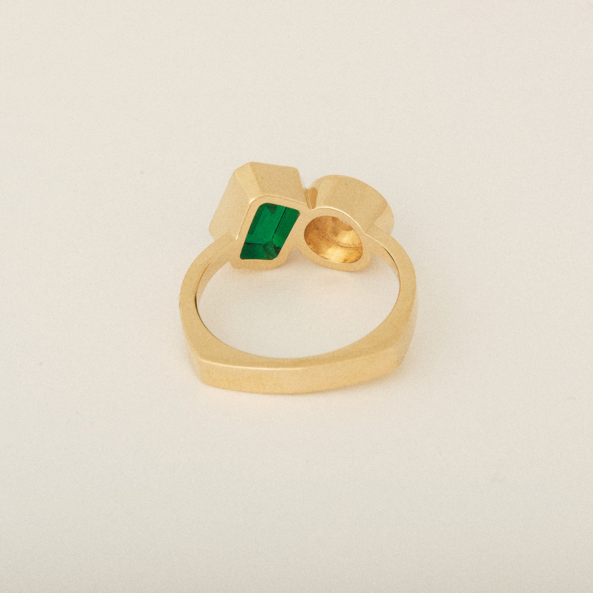 Toi Et Moi Heirloom Pave Diamonds and Emerald Cut Emerald Euro Shank Engagement Ring