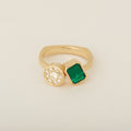 Toi Et Moi Heirloom Pave Diamonds and Emerald Cut Emerald Euro Shank Engagement Ring