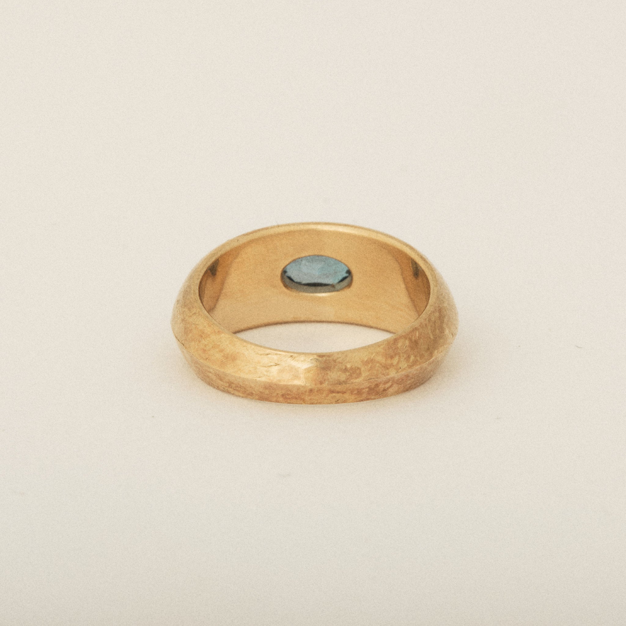 East West Oval Topaz Signet Tapered Dome Matte Ring 14k Yellow Gold Push Present Ring