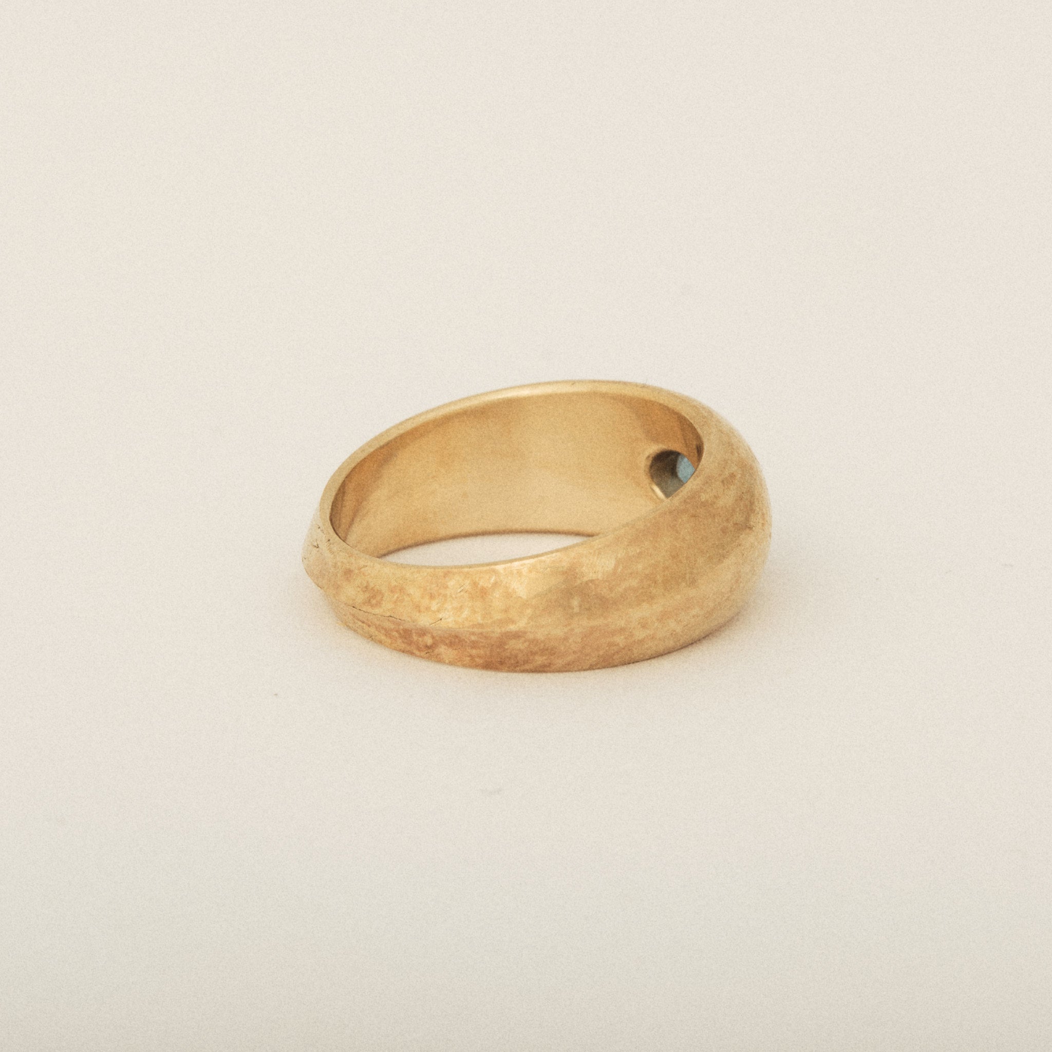 East West Oval Topaz Signet Tapered Dome Matte Ring 14k Yellow Gold Push Present Ring