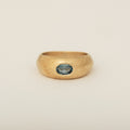 East West Oval Topaz Signet Tapered Dome Matte Ring 14k Yellow Gold Push Present Ring